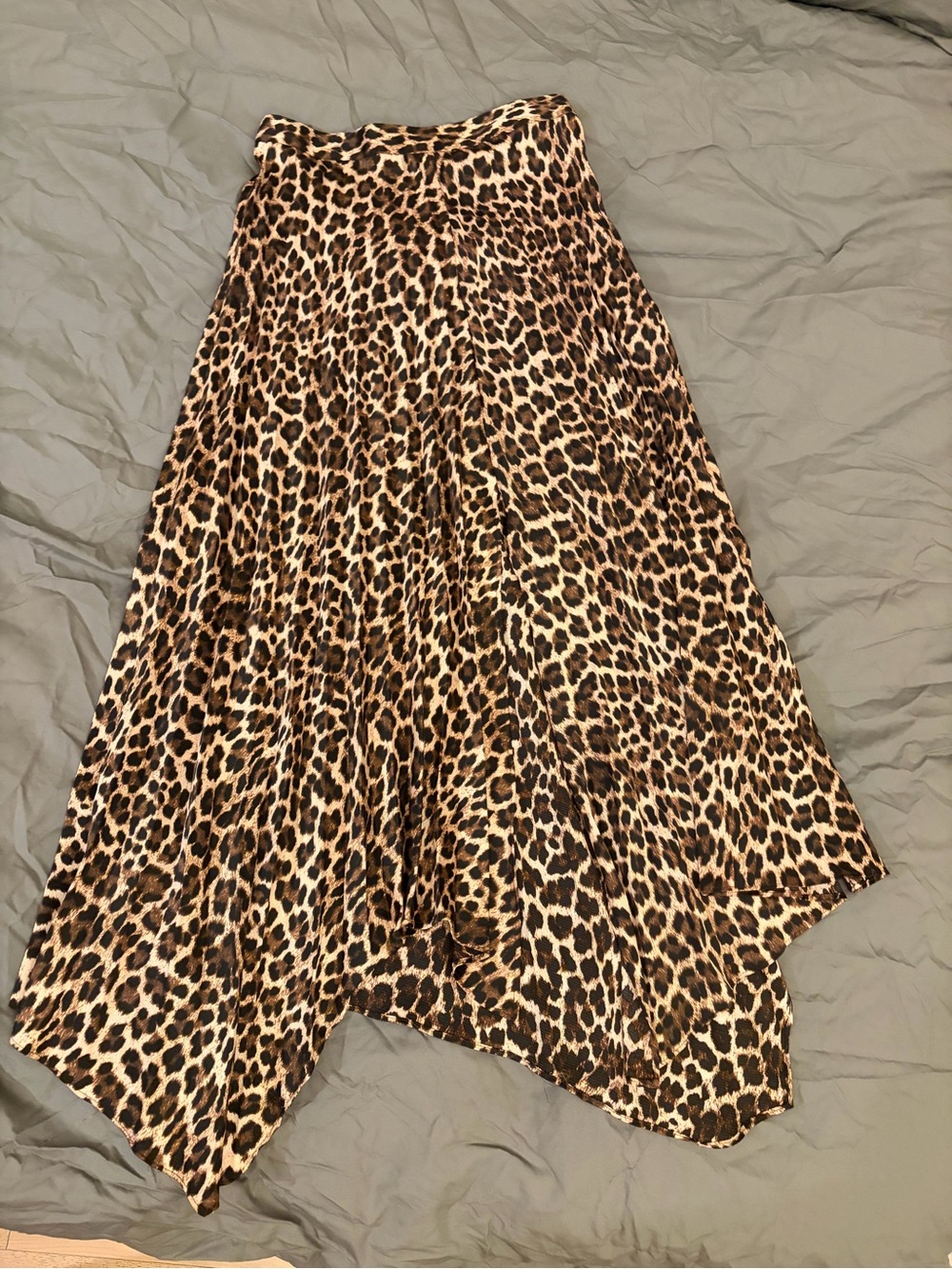 Zara Leopard-Print Asymmetrical Handkerchief Hem Skirt - Brown/Black